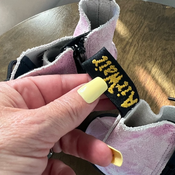 Dr. Martens Women's Pink & White Suede Tie-Dye Combat Boots 5 wmns - Picture 3 of 5